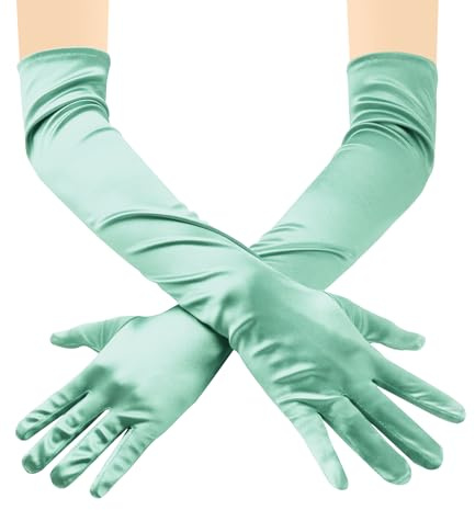 ZTVOWTO Handschuhe Lang, Ellenbogen Satin Handschuhe,Handschuhe Elegant Damen für Kostüm, Oper, Brautparty, Hochzeit und Abschlussball