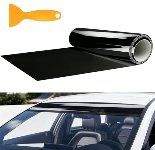 Sonnenschutz Streifen für Auto,150x20cm Sonnenschutzfolie Auto(Glänzendes) | Windschutzscheiben Sonnenblenden Streifen,Blendstreifen Frontscheibe,Sichtschutzfolie Fensterfolie,Frontscheibe Tönungsfolie