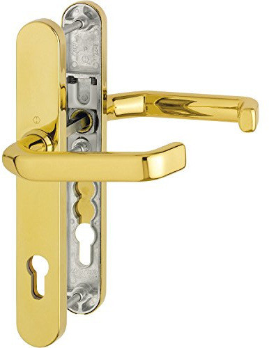 HOPPE Drückergarnitur Liverpool | PZ 92mm | Haustür-Garnitur | Schmalschild | Messing | Drücker-Drücker