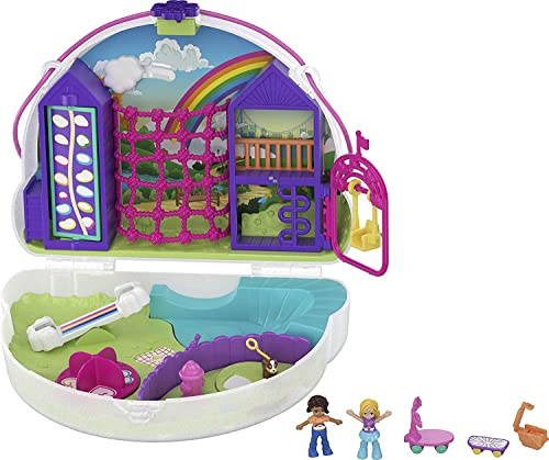 Polly Pocket Coffret Sac à Surprises Arc-en-Ciel avec Mini-Figurines Polly et Shani, Accessoires et Autocollants, Jouet Enfant, Edition 2020, GKJ65
