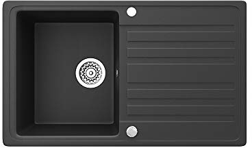 Bergström Spülbecken, Schwarz, 76 x 46 cm mit Trockenplatz