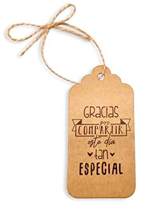 Lote de 20 Tarjetas Colgantes Kraft Cartón Frases para Detalles de Bodas - Tarjetas Originales Personalizadas, Bodas, Comuniones