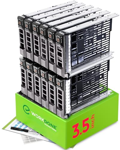 WORKDONE 12er-Pack – 3,5-Zoll-Festplatten-Caddy – Kompatibel mit Dell PowerEdge Server 11. – 13 Generation – mit Installationshandbuch – Aufkleber auf der Vorderseite – Starke Fachschrauben