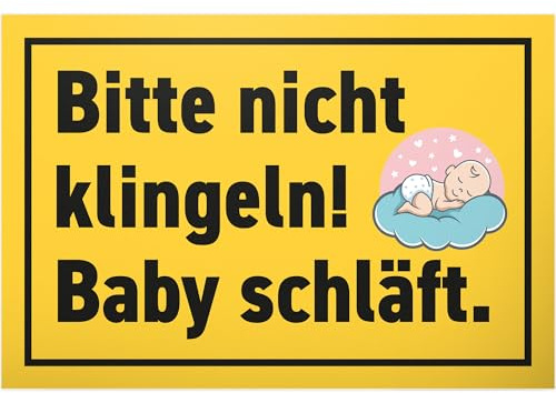 DankeDir! Bitte nicht Klingeln Baby schläft - 30 x 20 cm Schild - Kollegen Freunde Geschenk Junge Eltern Geschenkidee Deko - Hinweisschild Hinweis Neugeborenes Spruchschild Türschild
