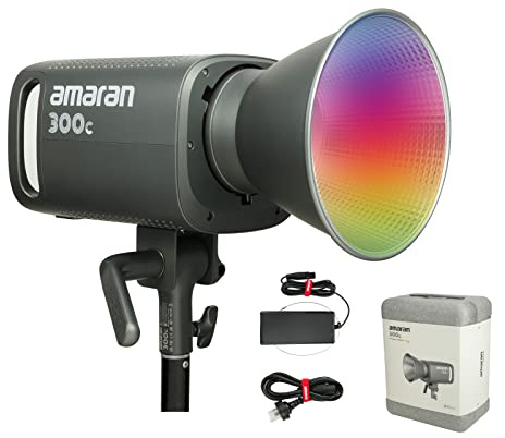 Aputure Amaran 300c RGBWW COB LED Video Continuous Lighting 300W CCT 2500K-7500K Bowens Mount Point-Source LED 26,580 Lux @ 1m with APP Control Grey