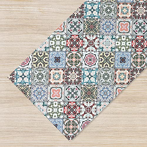IlGruppone Tappeto Cucina Antiscivolo Made in Italy Passatoia Antimacchia Multiuso Corridoio Soggiorno Lavabile in Lavatrice - Piastrelle - 50x200 cm