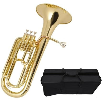 HDYNUZ Messing-Euphonium, Euphonium B-Dur mit DREI vertikalen Tasten, Tenor-Horn, Tuba-Instrument mit Tragetasche und Mundstück