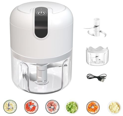 Easylife Rechargeable Quick Food Chopper (H12.5 x Dia. 8.5cm). USB Mini Chopper Electric (250ml Capacity), Compact Vegetable Chopper with 3 Blades, Mini Food Processors & Choppers - Fully Guaranteed