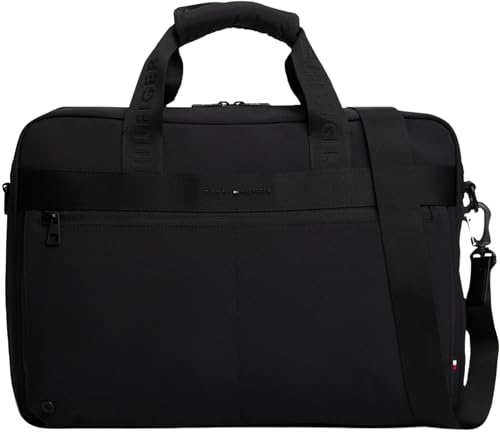 Tommy Hilfiger Herren Laptoptasche Commuter Computer Bag mit Schultergurt, Schwarz (Black), Einheitsgröße