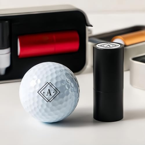 Drawelry Personalisierte Name Golfball Stempel mit Tinte Initialen Siegel Stempeln Selbstfärbend Golfballmarkierer Golf Ball Stamp Vatertag Geburtstag Geschenk für Familie Freunde Paare Kinder