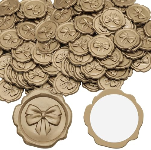100 adesivi con sigillo di ceralacca a forma di fiocco, squisiti adesivi con sigillo di ceralacca dorati con adesivo autoadesivo, adatti per decorare lettere, biglietti, inviti, scrapbooking e regali