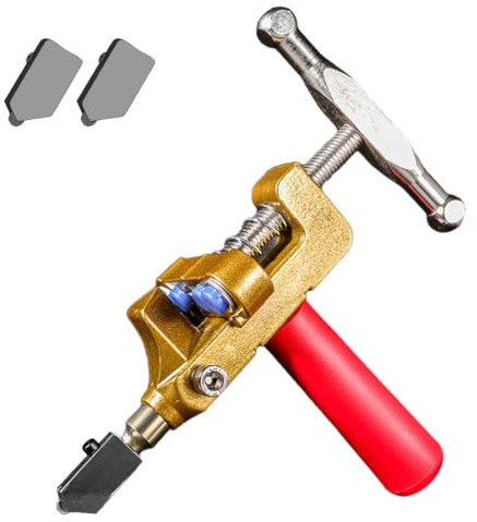 Handmatige Tegelsnijder 2-in-1 Draagbaar met 2 Vervangende Wolfraamcarbide Bladen, Glas- en Tegelsnijgereedschap voor Doe-het-zelf, Spiegels, Keramiek (Rojo)