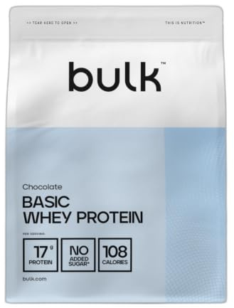 Bulk Basic Proteína de Suero en Polvo | Chocolate | 1,25 kg | 41 Raciones | Hasta 18 g de Proteína | Bajo en Azúcar | Fórmula de Rápida Absorción | Apoya el Crecimiento y la Recuperación Muscular