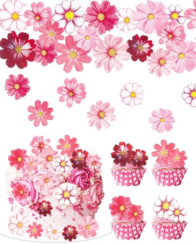 FUGLUS 65 Pezzi Decorazioni Commestibili per Torte,Contient Fiori Commestibili per Torte, Cake Toppers,per Torte,Hawaiano Festa,Matrimoni,Baby Shower