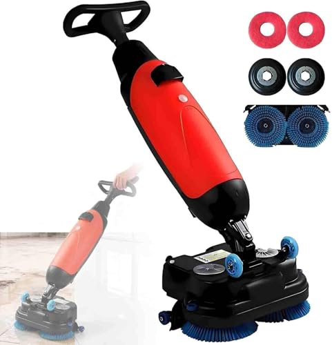 PioMue Lavasciuga Pavimenti Portatile Commerciale, lavapavimenti elettrica Senza Fili, con Serbatoi Separati, Testa Rotante a 360° per Pavimenti in Piastrelle, Legno Duro e Marmo Red