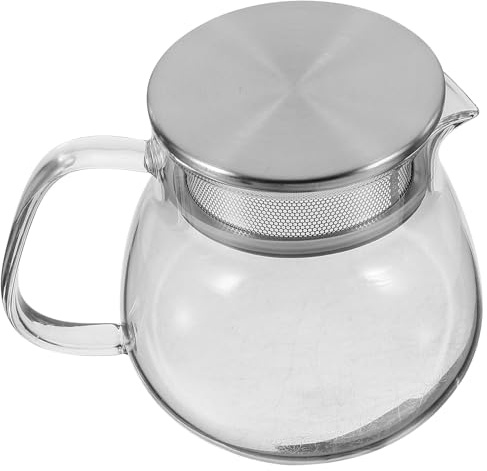 Lurrose Théière en Verre 500 Ml Infuseur en Acier Inoxydable, Petite Théière Transparente à Main pour Thé en Vrac, Compatible Micro-ondes et Lave-vaisselle, Usage Maison et Bureau