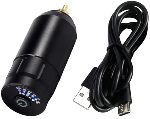Batteria senza fili della penna del tatuaggio, 1200 mAh mini razzo tatuaggio macchina di alimentazione combo, interfaccia RCA, durata 6 ore, protezione da cortocircuito, 102,1 g nero