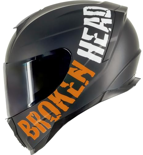 Broken Head BeProud Sport Orange Motorradhelm Mit Zwei Visieren (Schwarz + Klar) Integralhelm Mattschwarz-Orange - Größe L (59-60 cm)
