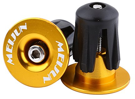 Bicycle Handlebar End Plugs, Bike Handlebar Caps, Aluminum Bike Handlebar Grips Handle Bar Stoppers for Road Bike Cycling Mountain Bike (2pcs)(Gold)