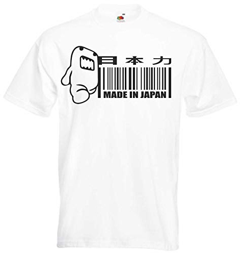 JINTORA T-shirt - tröja - domo Kun tillverkad i Japan - JDM/Die Cut - karnevalsfest arbete och fritid, Vitt och blått, M