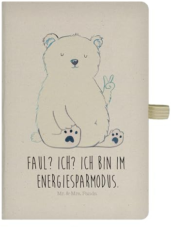 Mr. & Mrs. Panda Tagebuch Eisbär Faul - Geschenk, Teddy, Bär, Notizbuch A5, Homeoffice, Skizzenbuch, Büro, Journal, Arbeit, Reisetagebuch