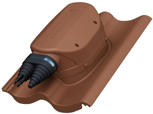 Wasserdichter PV Solardurchgang für Braas - Doppel-S – RAL 8004 Ziegelrot | für Nelskamp - S, IBF - Doppel-S, ProDach - Doppel-S Dachziegel, Solar Dachdurchführung, Photovoltaik-Dachdurchgang