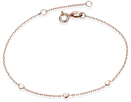 MATERIA Herz Armkette Rosegold Damen - feines 925 Silber Armband Frauen Mädchen rose vergoldet 16,5cm + 2cm SA-104-Rosegold