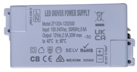 ZF120A-1202500 12VDC 30W AC/DC Adattatore LED Driver Bllasts per luci da soffitto Faretti Lampade fluorescenti sepolte, 2-Pack