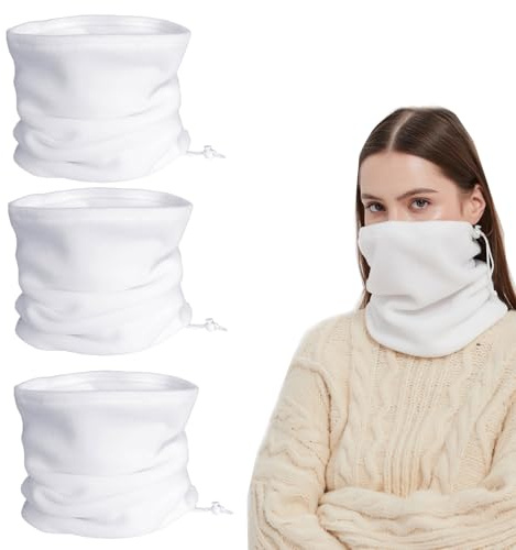 LERTREE 3 st vinter halsvärmare halsvärmare fleece skidåkning cykling vindtät balaclava halsduk för män kvinnor Vitt