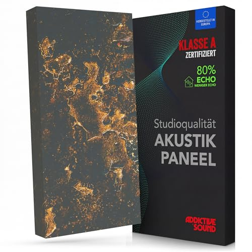 Addictive Sound Akustikbild Schallabsorber 100x50x11 cm, Gold 1 | Absorberklasse A, Kunstdruck auf Akustikstoff, nicht brennbarer Kern, in der EU gefertigt, Montageset inklusive