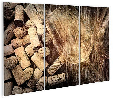 islandburner Quadro su tela Dettaglio di bicchieri da vino e tappi di sughero in stile old vintage filtrati Quadri Stampe x soggiorno