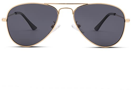 Pro Acme Polarized Kids Aviator Sunglasses, UV400 Protection Metal Frame Unbreakable for Toddlers Age 3-8(Gold Frame/Grey Lens)