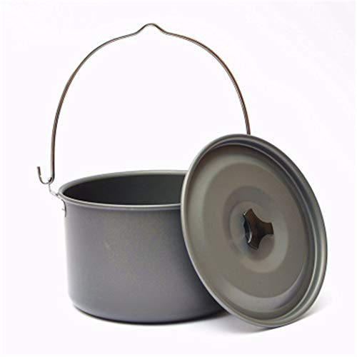 HNJZX Sartén Camping de Olla Colgante para con Tapa y asa Resistentes la Temperatura para Viajar Ciclismo al Aire Libre Libre Senderismo Cocinar Olla de Acampar