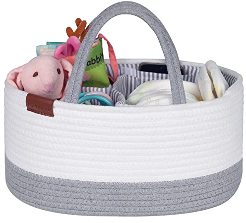 Febzoce Baby Windeltasche Organizer Wickeltasche Neugeborenen Dusche Geschenkkorb 38 x 26 x 18 cm, Grau