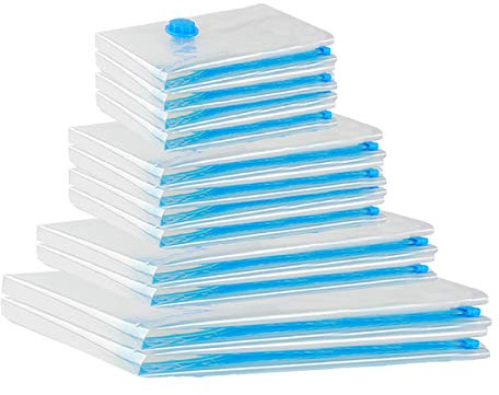 QH 8er Set Vakuumbeutel für Kleidung Dicht und Extra Robust - Vakuum Kleiderbeutel Vaccumier Aufbewahrungsbeutel Bettwäsche Kissen Bettdecken Textilien und vieles mehrr
