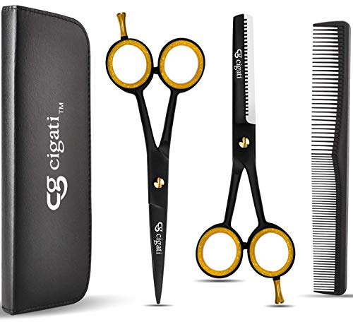 Cigati Hairdressing Scissors with Comb and Thinning | 6.5 Inch Hair Scissors Stainless Steel Razor Edge Blades | Professional Barber Salons Hair Cutting Shears for Men, Women & Children