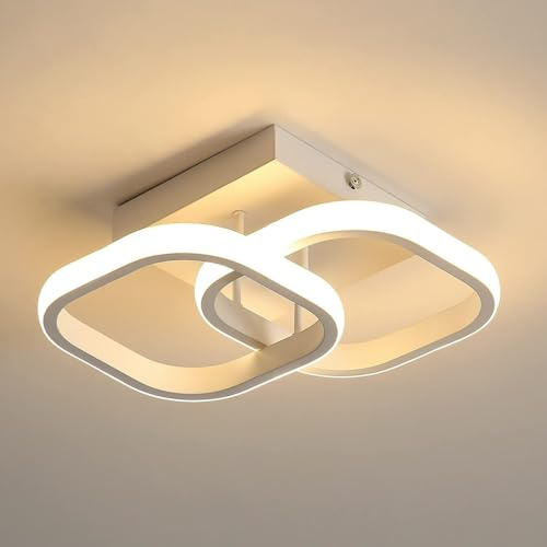 SENQIU Deckenlampe LED, 22W 2475LM LED Deckenleuchte Moderne Quadratisch Warmweiß 3000K Weiße Acryl Deckenbeleuchtung Lampen für Schlafzimmer, Wohnzimmer, Flur, Küche, Badezimmer