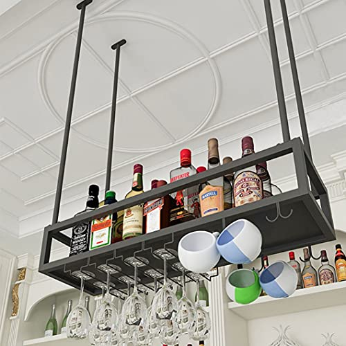 Estante para Vino, Soporte para Colgar en el Techo, Almacenamiento de Botellas de Vino y Copas de Vidrio, estantes para Vasos, para Debajo del gabinete Cocina Bar Soporte para Colgar Copas de Vino