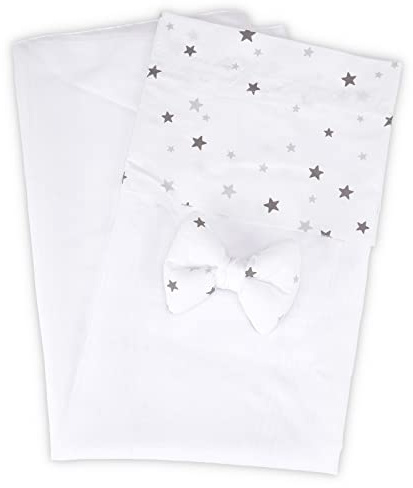 FabiMax Chiffonhimmel 260x140 cm, passend für Beistellbett (Basic/Pro), Wiege und Stubenwagen, graue Sterne auf weiß