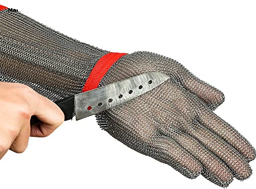 XTTY Gants Résistants Aux Coupures Gants Anti-coupures en Métal, Cuisine Retirez Les Gants De La Chaîne De Sécurité De La Coquille D'huîtres, avec Bracelet À Poignet Réglable (Size : M/A Pack of One)
