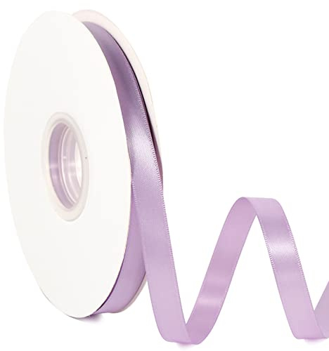 Light Purple 1/2 X 50 Yards Solid Color Satin Ribbon, Double Faced High Density Polyester Fabric Ribbon for Gifts Wrapping, Wedding, Party, Crafts, Hair Bows, Home DIY Decor Ornaments