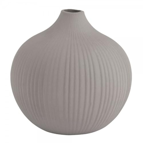 Storefactory - Vase, Blumenvase - Fröbacken - Keramik - gerippt - Farbe: Light Grey - (ØxH) 13 x 13 cm - Größe: medium