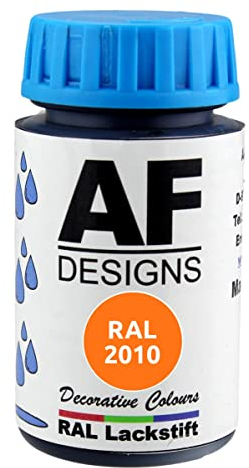 Alex Flittner Designs Lackstift RAL 2010 SIGNALORANGE seidenmatt 50ml Holz Metall Möbel Bad Retuschierlack Reparaturlack