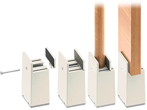 RCHYFEED Verstellbare Betterhöhung Möbelerhöhung 10cm mit Schraubklemme, Gray Betterhöher 4 Zoll Schwerlast Stuhlerhöhungen, 4 Stück Möbelerhöher für 0,8-1,6 ''Breite Quadrat & Runde Stuhlbein