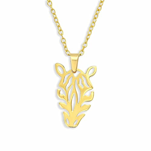 Monkimau Halskette Damen mit Zebra Anhänger aus 925 Sterling Silber Afrika Necklace Silver Women Charm Kette Schmuck Geschenke für Kinder Mädchen Frauen
