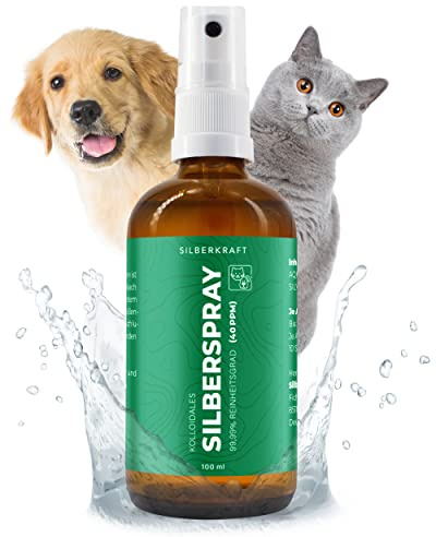 Silberkraft Kolloidales Silberspray für Tiere bei Juckreiz [100 ml] | Hotspots & Hautreizungen – Ohne Alkohol & Zusatzstoffe – Für Hunde, Katzen, Pferde & Kleintiere