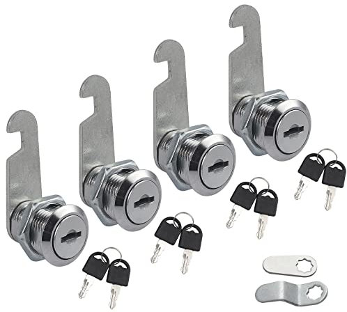 Bohaner 4pcs Cam Lock Door Barrel Drawer Cabinet Mail Box Locker Cupboard 20mm & 8 Keys