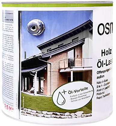 OSMO. Holzschutz Öl-Lasur. 2,5l + Flächenstreicher Pinsel von Pfahler (712 Ebenholz transparent)