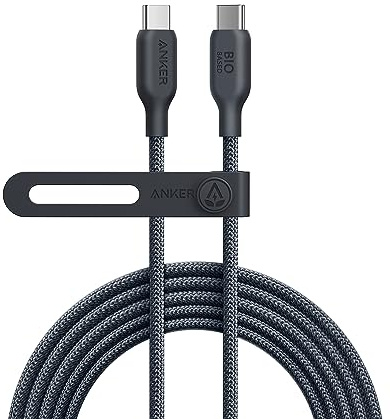 Anker USB C Cable, 240W Bio-Braided Type C Fast Charge Cord for iPhone 17 Series, MacBook Pro 2020, iPad Pro,and More(USB 2.0, 10FT, Phantom Black)