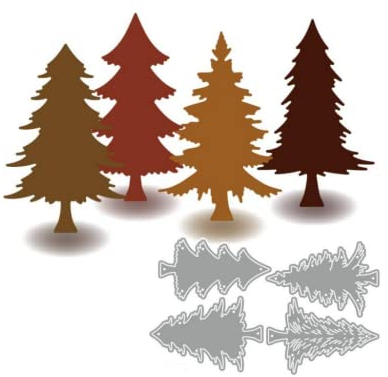 Sredwtk 4pcs Bäume Stanzschablonen Weihnachten Cutting Dies Prägeschablonen Stanzformen Schablonen Für Scrapbooking, Fotopapier 3D Karten Handwerk Prägen DIY Herstellung Geschenk